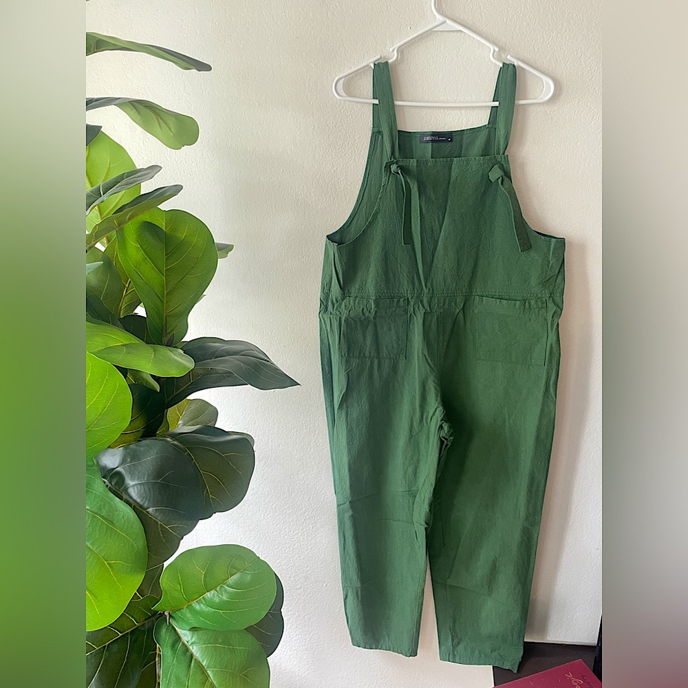 NWOT Zanzea Collection Green Overalls with Adjustable Straps Women’s Size Medium - Picture 3 of 8
